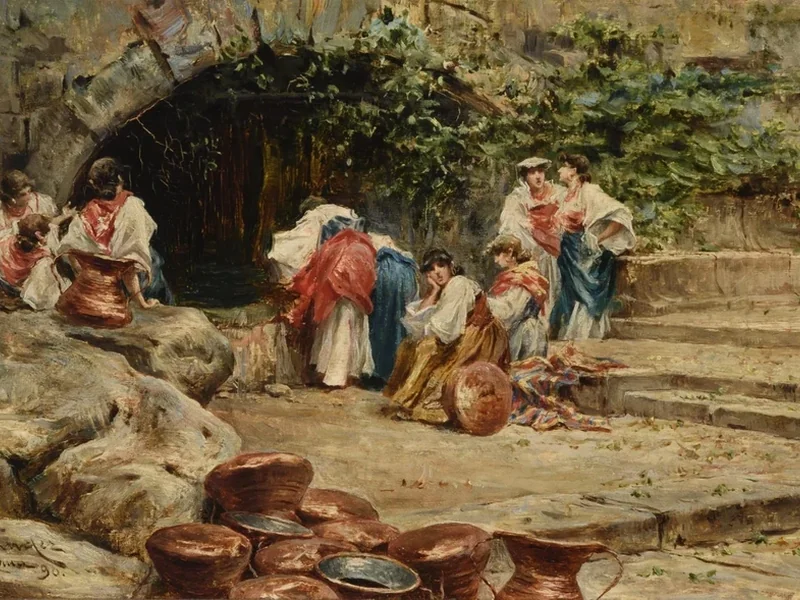 1856-Daniel Hernández Morillo - Giovani presso una fontana a Tivoli (1890)